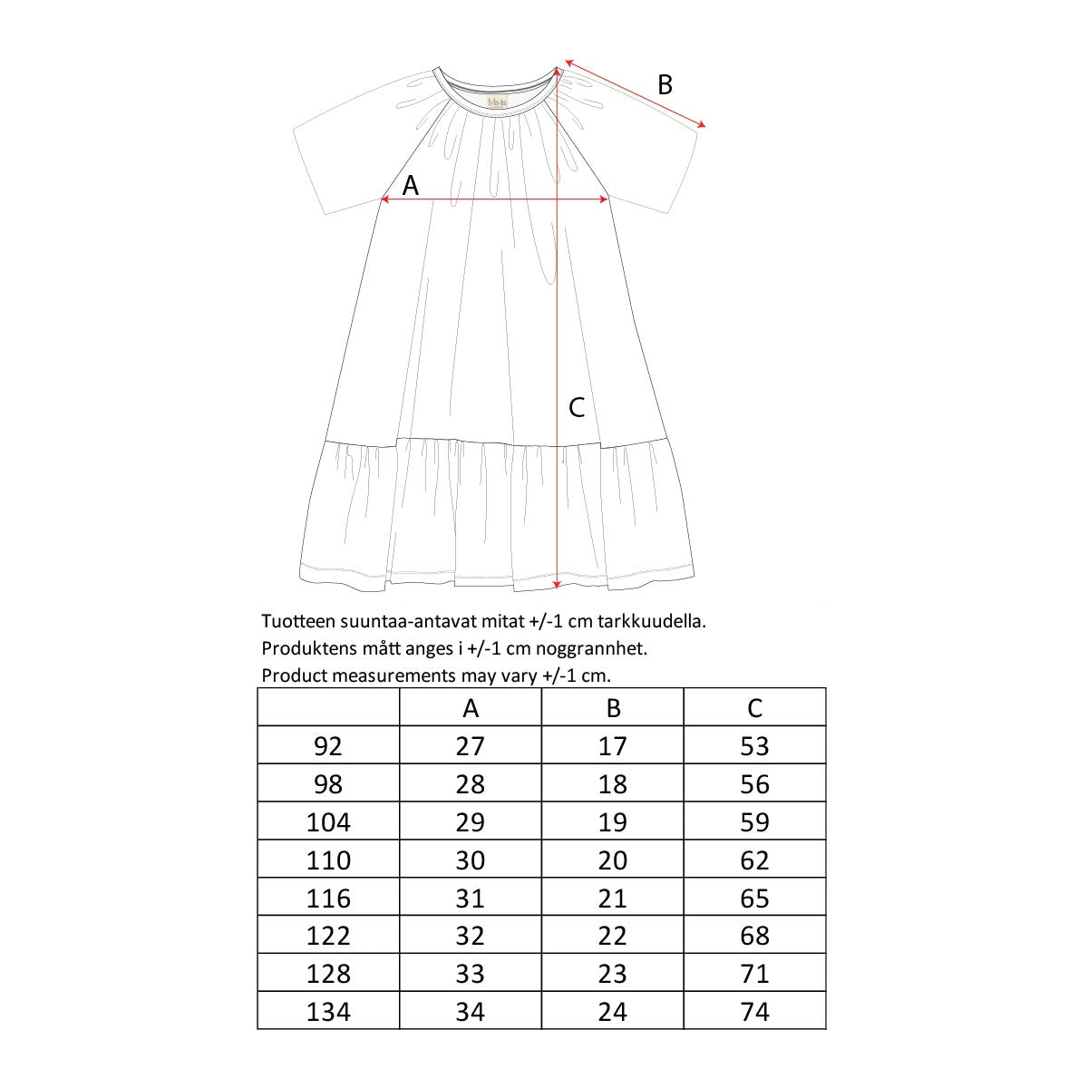 Sinilintu-mekko, luonnonvalkoinen