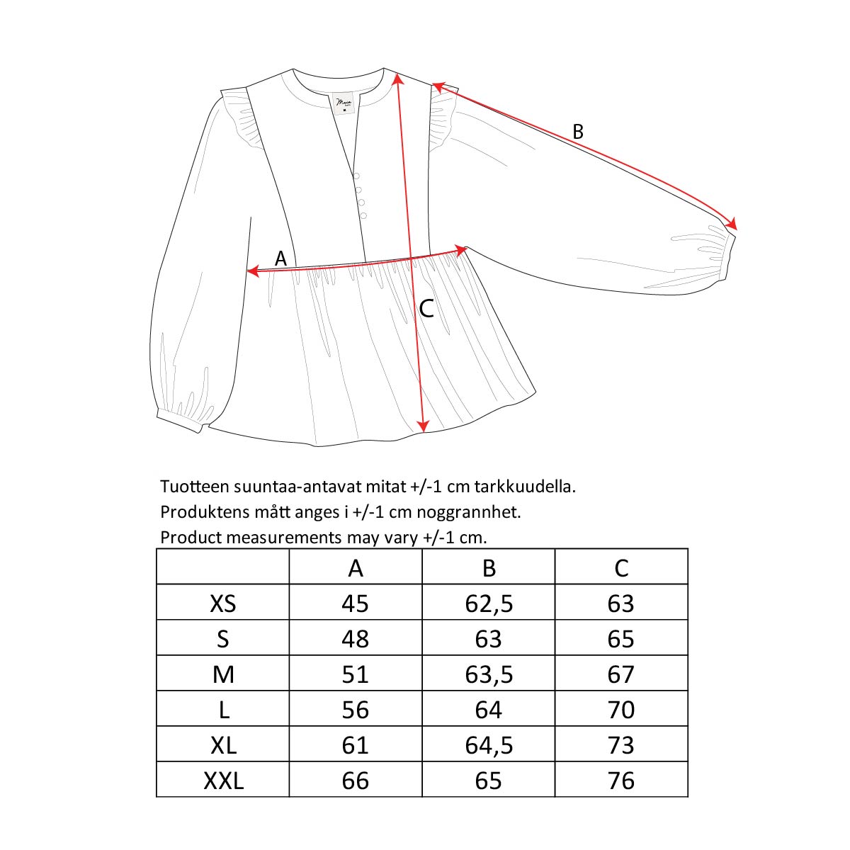 Vilja-pusero, Niittykukka, vaaleansininen