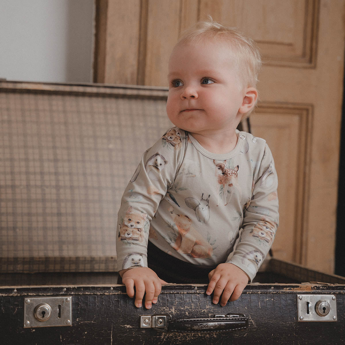 Metsäneläimet-body, beige