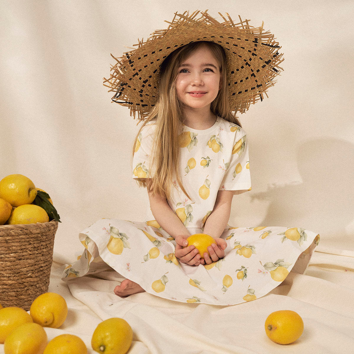 Sitruuna-mekko, luonnonvalkoinen