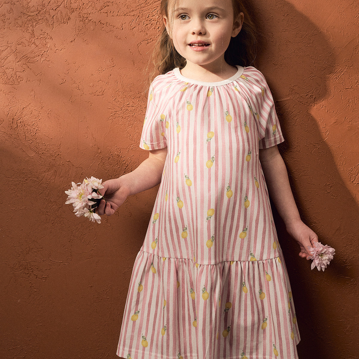 Sitruunaraita-mekko, vaaleanpunainen