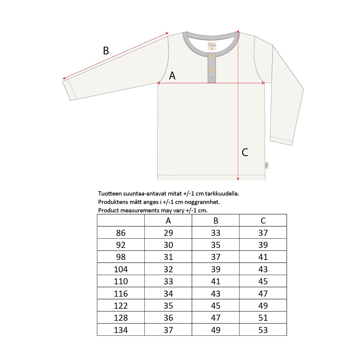 Noe-paita, luonnonvalkoinen